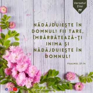 Versetul zilei:
„Nădăjduieşte în Domnul! Fii tare, îmbărbătează-ţi inima şi nădăjduieşte în Domnul!” Matei 5:13

Citește Devoționalul de astăzi și multe alte meditații biblice pe https://devotionale.ro

#devotional #devotionale #versetulzilei #Biblia #Dumnezeu #crestin #unversetpentrutine #versetedeincurajare #credinta #versetulbiblic #Bibliazidezi #versetecrestine #sfatdivin #Bibleverse #Biblewisdom