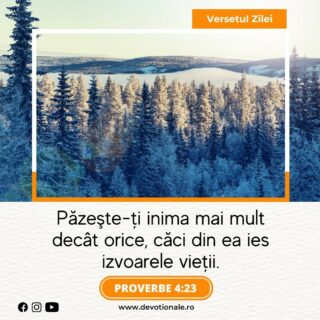 Versetul zilei:
„Păzeşte-ţi inima mai mult decât orice, căci din ea ies izvoarele vieţii.” Romani 8:15

Citește Devoționalul de astăzi și multe alte meditații biblice pe https://devotionale.ro

#devotional #devotionale #versetulzilei #Biblia #Dumnezeu #crestin #unversetpentrutine #versetedeincurajare #credinta #versetulbiblic #Bibliazidezi #versetecrestine #sfatdivin #Bibleverse #Biblewisdom