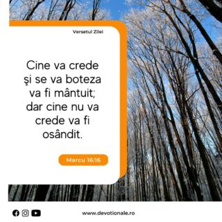 Versetul zilei:
„Cine va crede şi se va boteza va fi mântuit; dar cine nu va crede va fi osândit.” Proverbe 4:23

Citește Devoționalul de astăzi și multe alte meditații biblice pe https://devotionale.ro

#devotional #devotionale #versetulzilei #Biblia #Dumnezeu #crestin #unversetpentrutine #versetedeincurajare #credinta #versetulbiblic #Bibliazidezi #versetecrestine #sfatdivin #Bibleverse #Biblewisdom